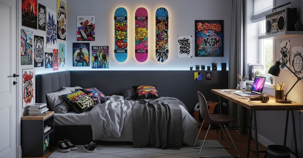 Skateboard-Inspired Bedroom Decor