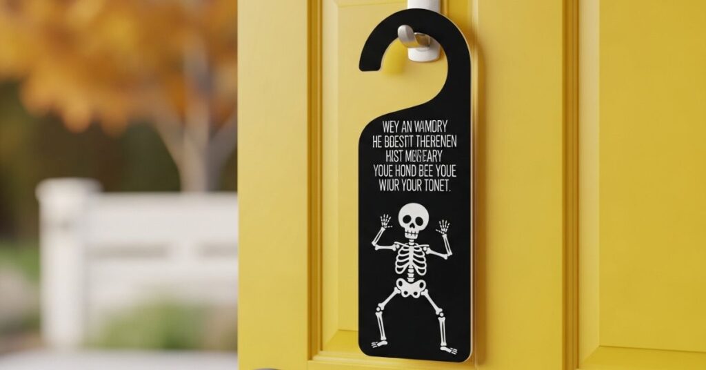 Skeleton Welcome Sign with Humor Quote