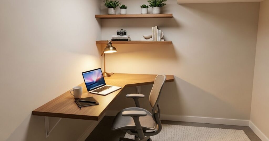 Small Basement Home Office Corner