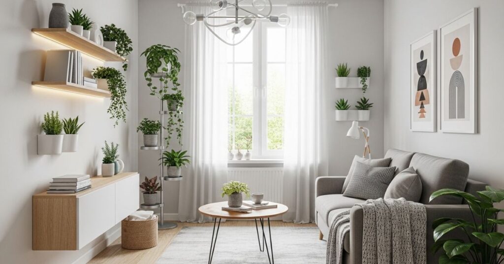 Small Living Room With Space Saving Plants