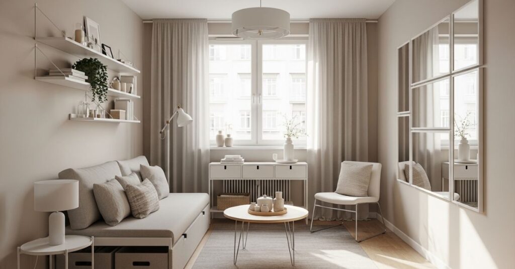 Small Neutral Living Room Space-Saving Ideas