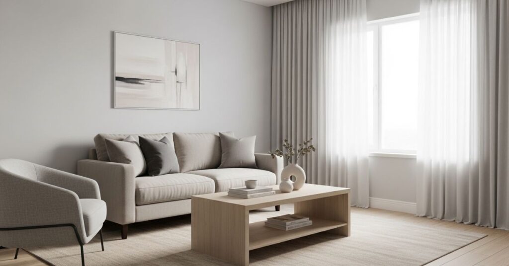 Soft Gray and Beige Color Palette Living Room