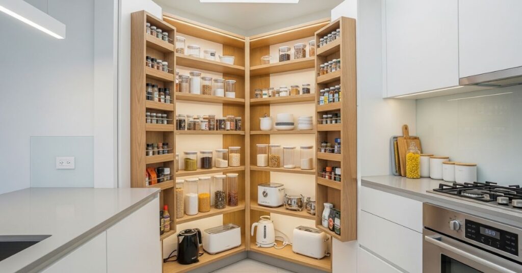 Space-Saving Triangular Corner Pantry