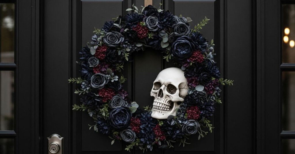 Spooky Skull Floral Wreath Hanger