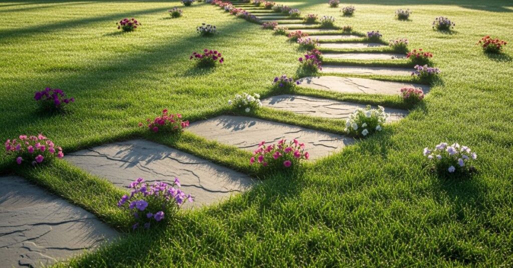 Stepping Stones Over Grass