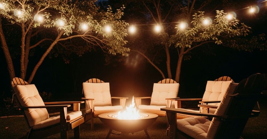 String Light Ambience Fire Pit Setup