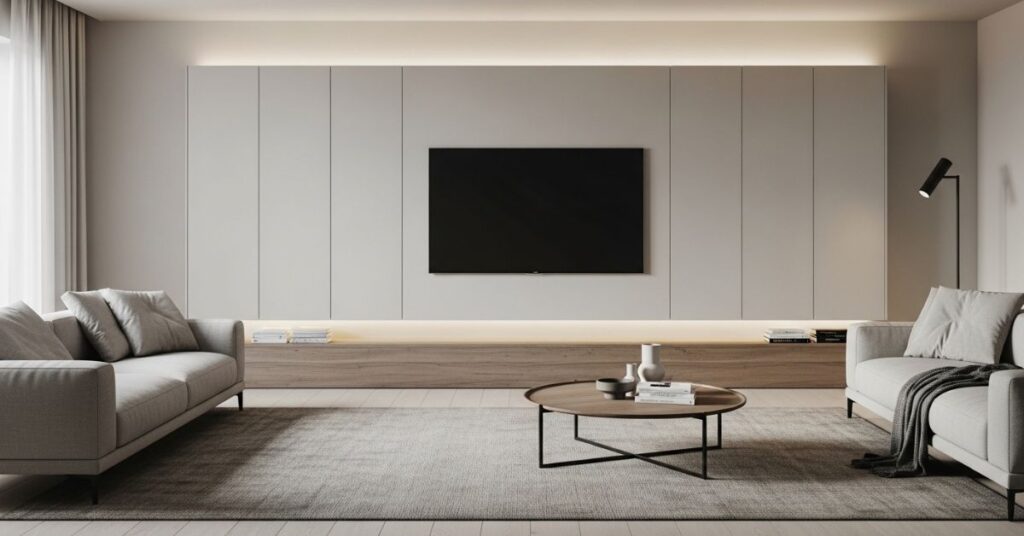 TV Wall with Hidden Storage Cabinets