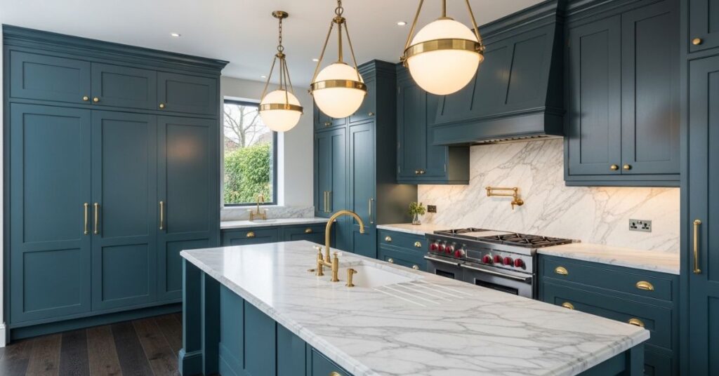 Teal and Brass Kitchen Luxury Look