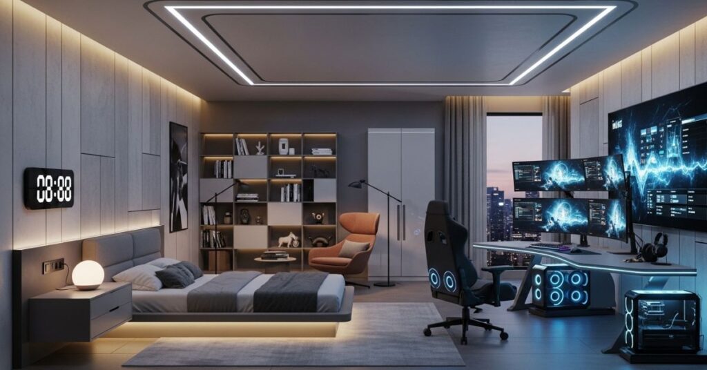 Tech-Savvy Smart Bedroom Setup