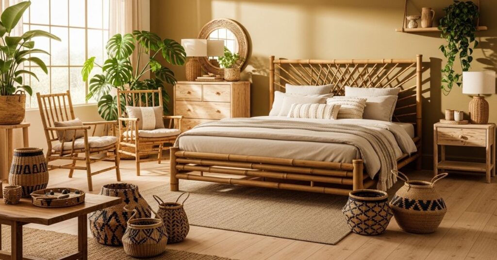 Tropical Bedroom Ideas with Bamboo Furniture Style
