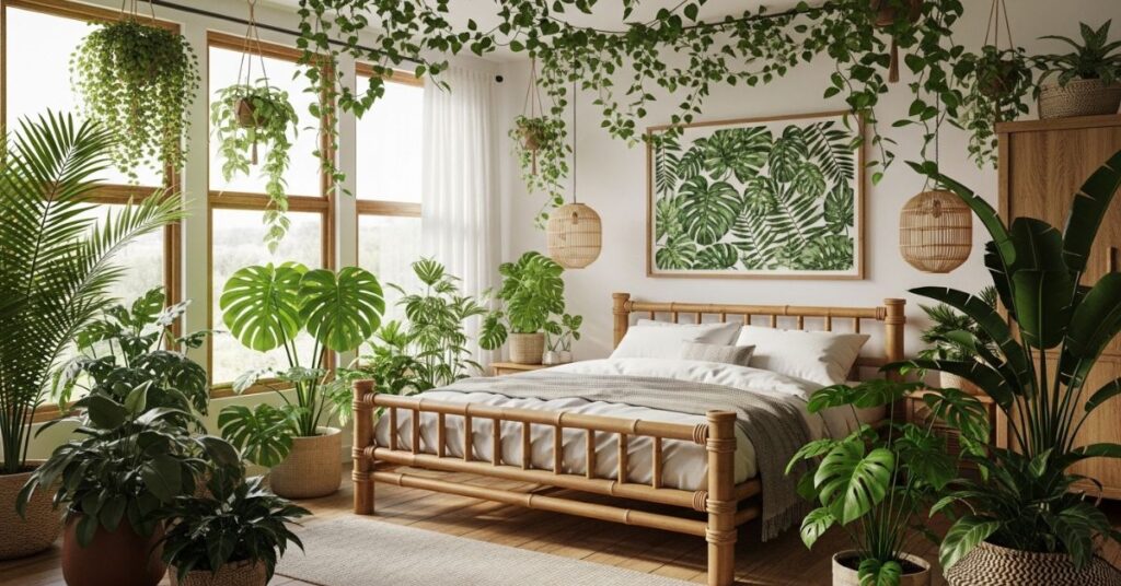 Tropical Bedroom Ideas with Green Jungle Vibes