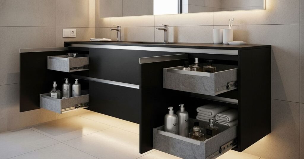 Vanity Storage with Hidden Compartments