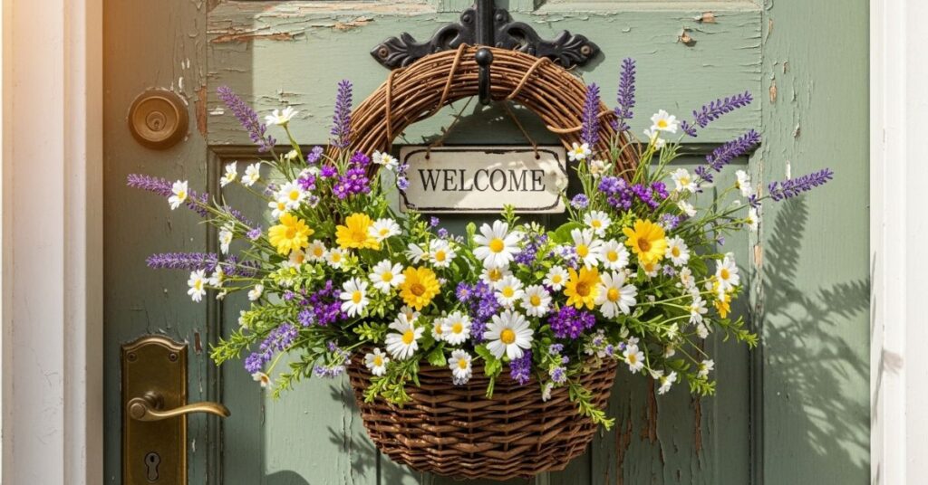 Vintage Basket Style Door Wreath