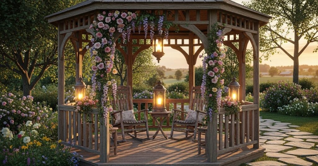 Vintage Country-Style Wooden Gazebo Look