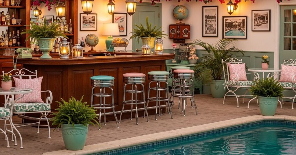 Vintage-Inspired Pool Bar