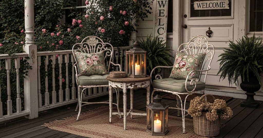 Vintage Inspired Porch Seating with Antique Touch