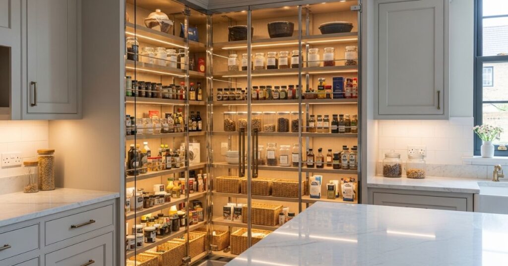 Walk-In Corner Pantry with Glass Door