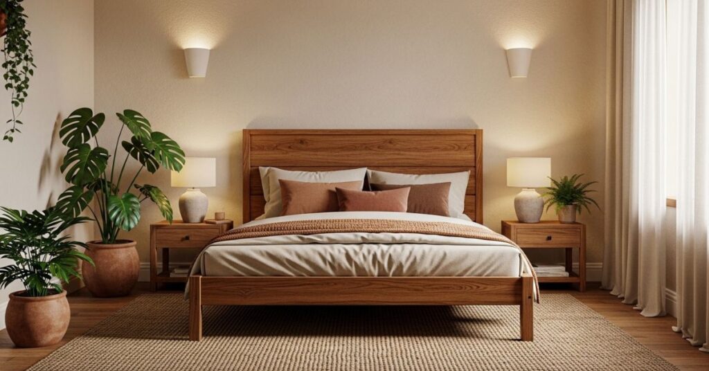 Warm Tropical Bedroom Ideas with Earth Tone Palette