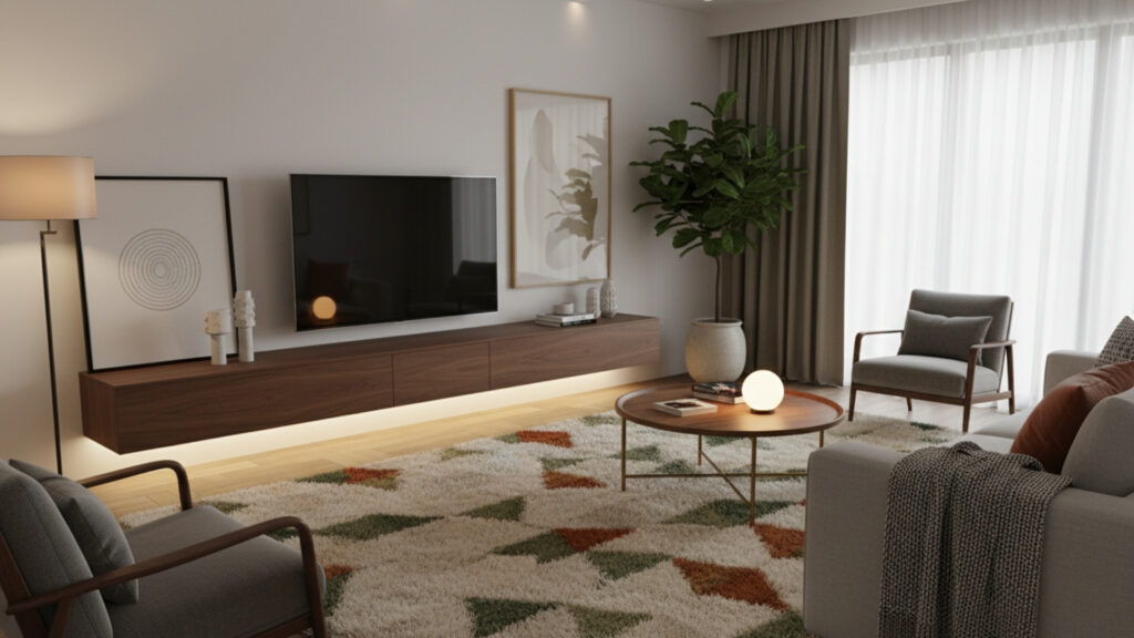 Accent Rugs to Anchor TV Stand Decor