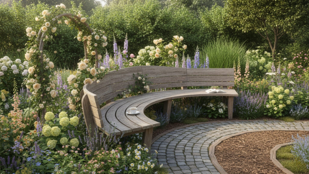 Backyard Garden Border Seating Ideas for Natural Landscape Integration
