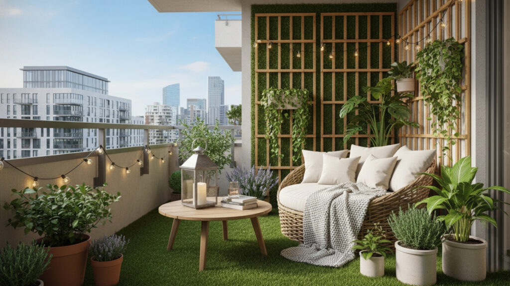 Balcony Artificial Grass Ideas for Fresh and Natural Floor Look