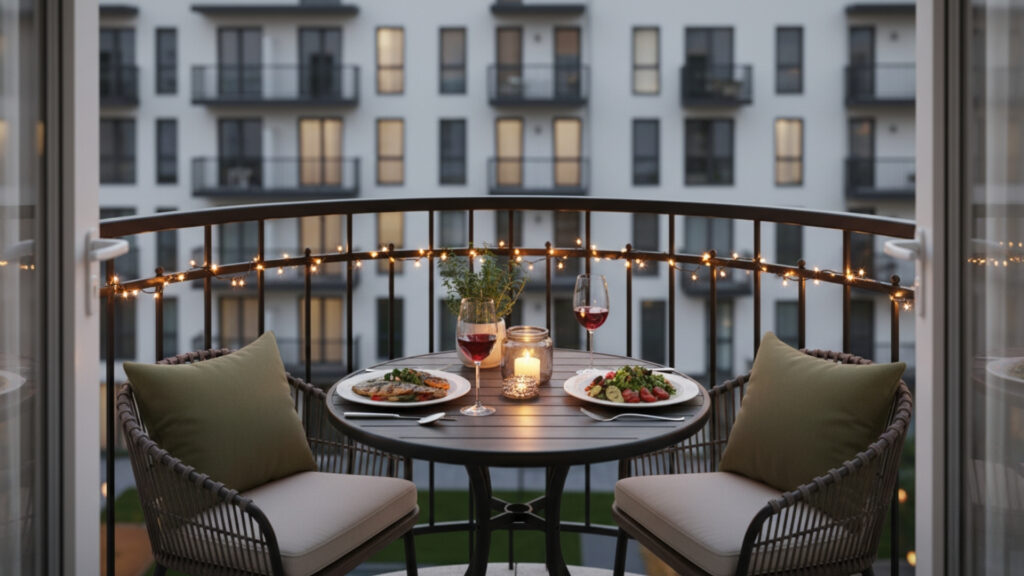 Balcony Bistro Dining Setup for Compact Outdoor Meal Experience