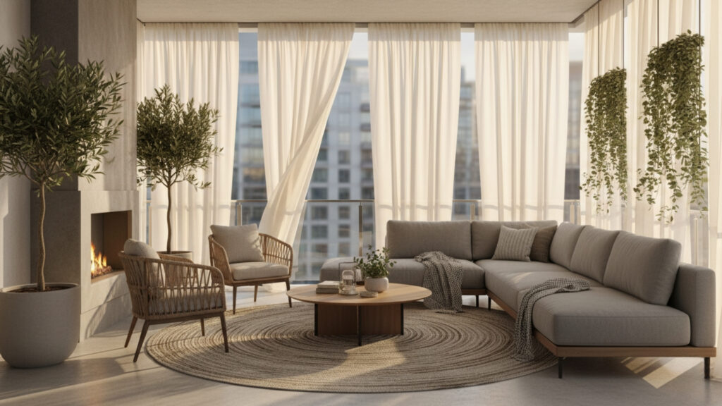 Balcony Curtain Ideas for Soft and Elegant Outdoor Privacy Design