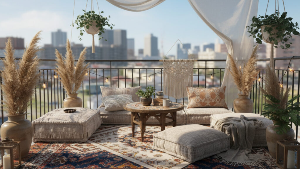 Balcony Floor Cushion Seating Ideas for Casual and Cozy Setup