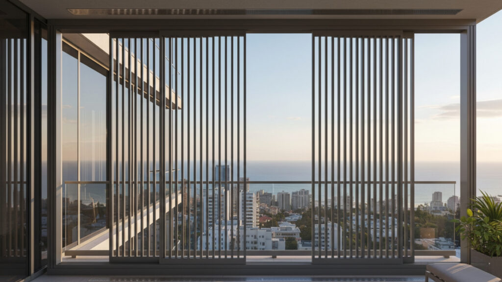 Balcony Grill with Sliding Panels for Flexible and Functional Use