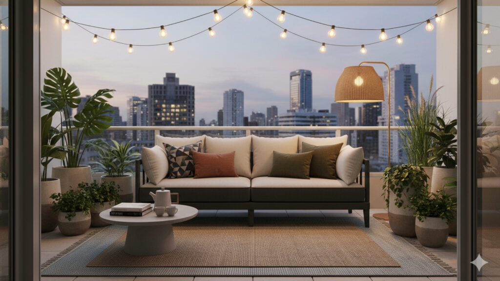 Balcony Layered Decor Ideas for Complete Stylish Outdoor Setup