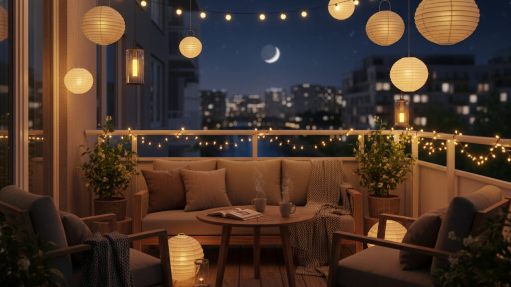 Balcony Lighting Ideas for Warm and Cozy Evening Ambience