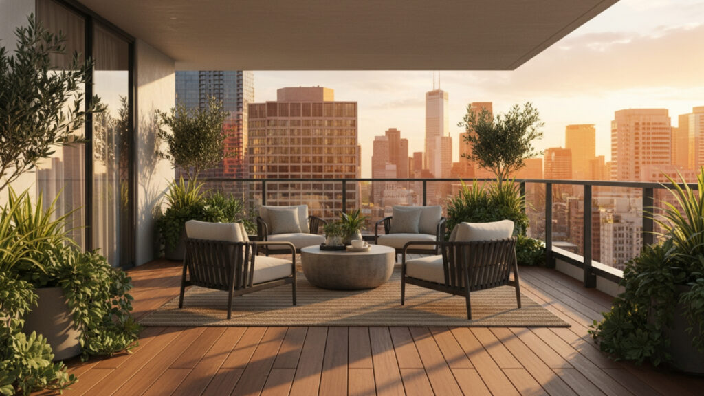 Balcony Wooden Deck Flooring Ideas for Warm and Stylish Look