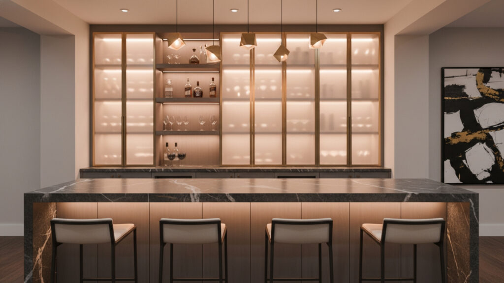 basement bar countertop design ideas for stylish serving area