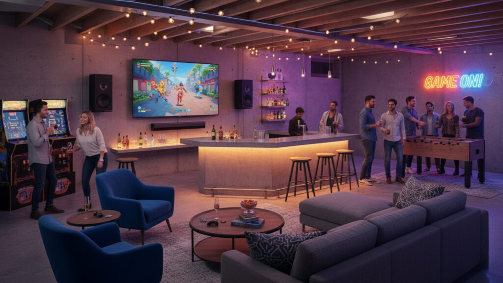 basement bar entertainment setup ideas for fun social experience