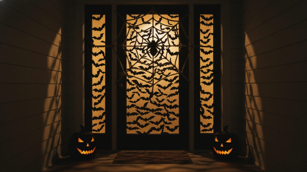 Bat Swarm Halloween Door Ideas for Spooky Entrance