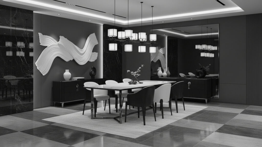 Black and White Luxury Dining Room Ideas for Timeless Glamour