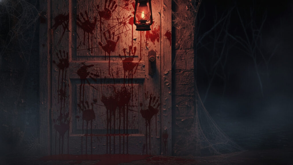 Bloody Handprint Horror Door Ideas for Halloween