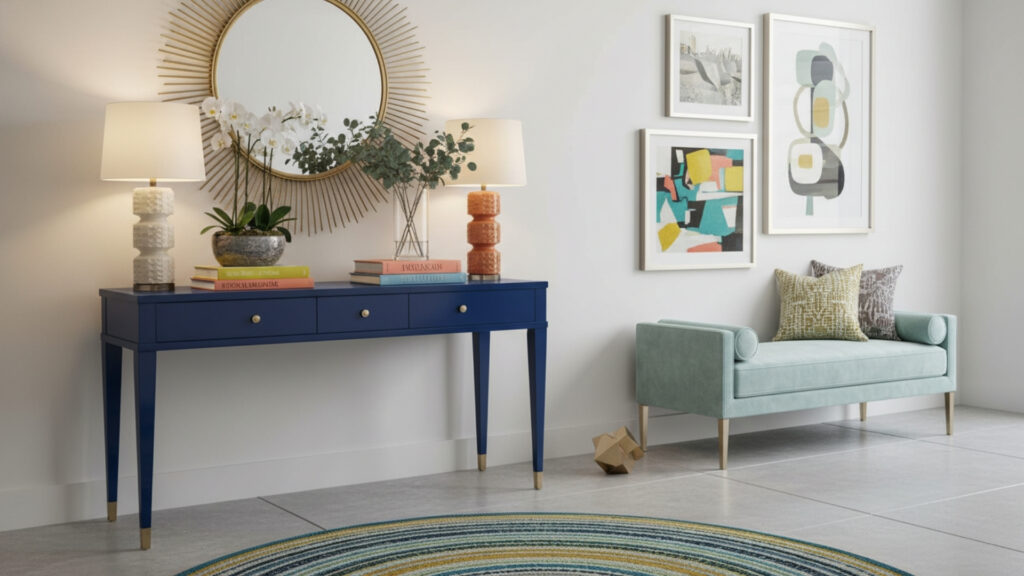 Blue Entryway Table Decor Ideas for Fresh Stylish Color Appeal
