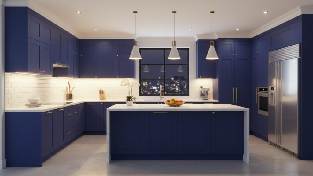 Blue Kitchen Cabinets Lighting Ideas for Perfect Color Enhancement