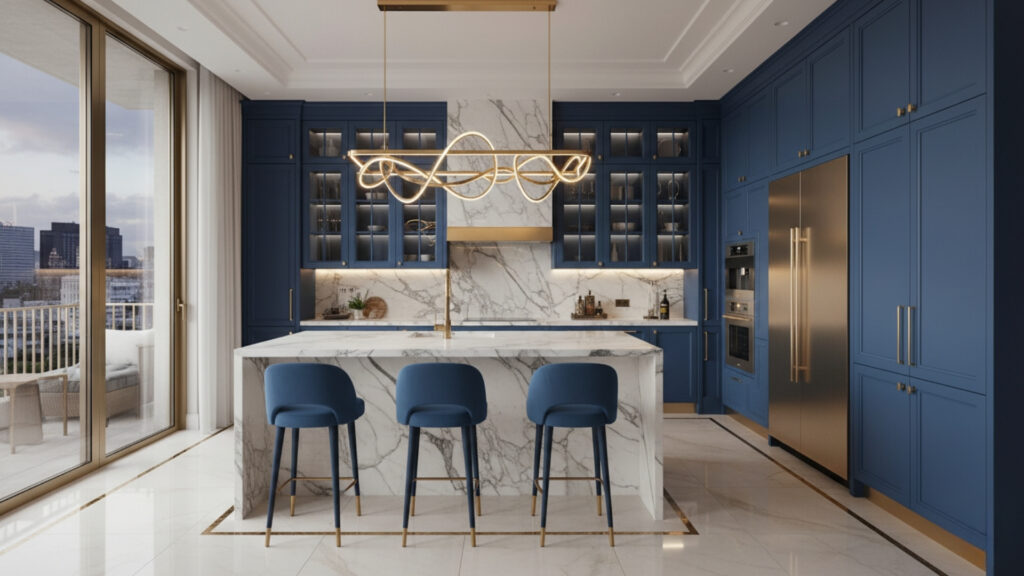 Blue Luxury Kitchen Cabinets Ideas for High-End Designer Interiors