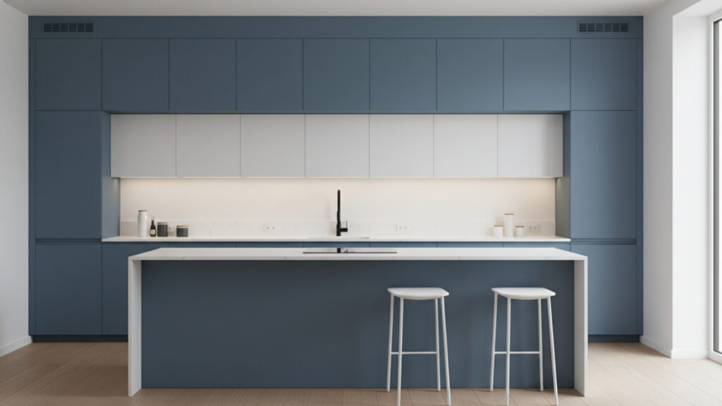 Blue Minimalist Kitchen Cabinets Ideas for Clean Elegant Simplicity
