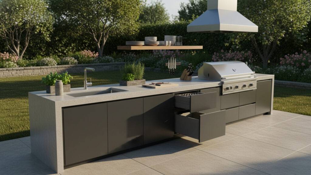 Built-In Grill Station Design for a Professional Outdoor Cooking Area