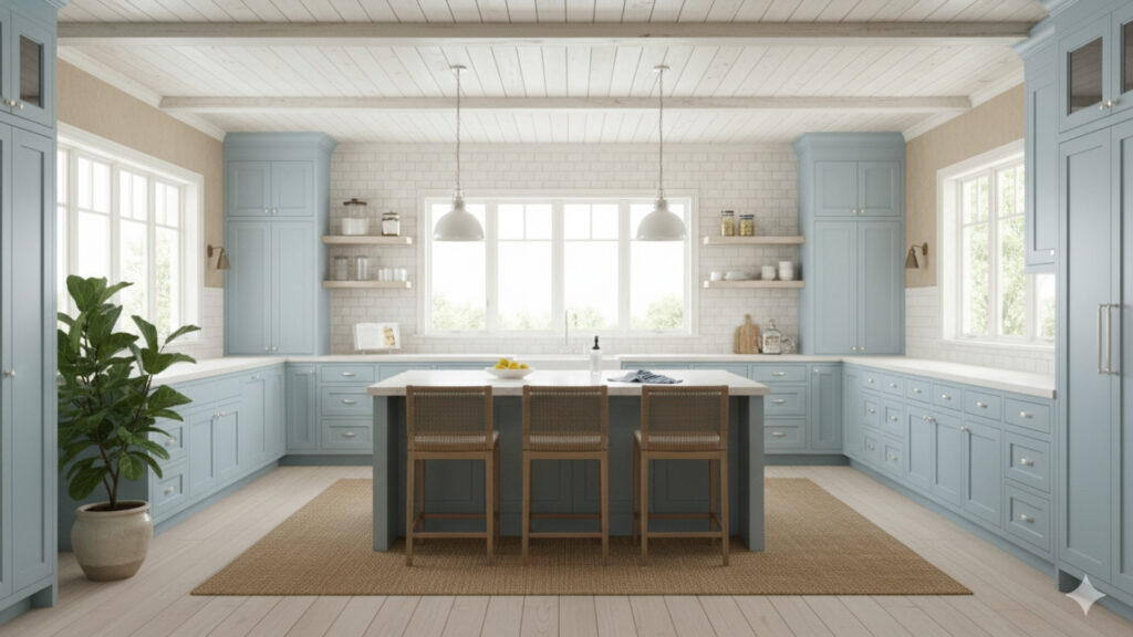 Coastal Blue Kitchen Cabinets Ideas for Relaxed Beach Inspired Style