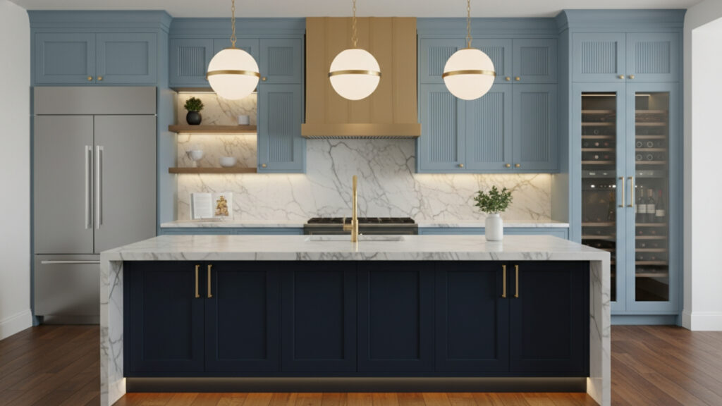 Complete Layered Blue Kitchen Cabinets Ideas for Perfect Design Harmony