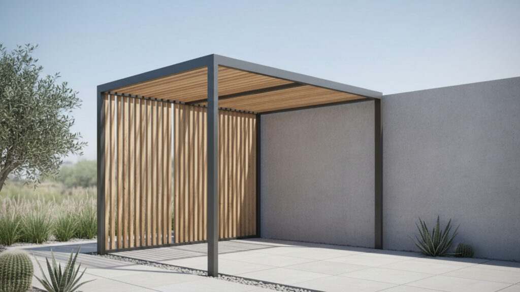 Corner Pergola with Minimalist Design for Clean Modern Look