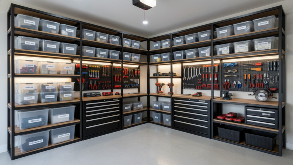 Corner Storage Shelves for Maximizing Unused Garage Space