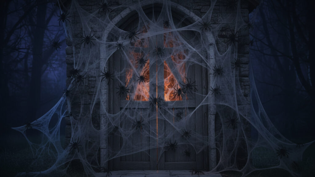 Creepy Spider Web Door Decor Ideas for Halloween