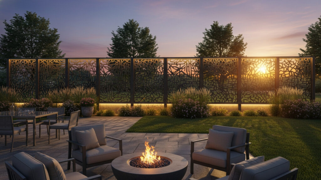Decorative Laser-Cut Panels for Artistic Privacy Fencing