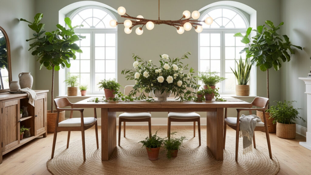 Dining Room Greenery Decor Ideas for Fresh Natural Beauty