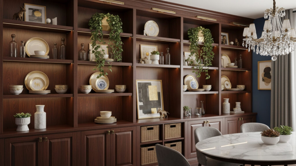 Dining Room Shelf Decor Ideas for Decorative Functional Styling